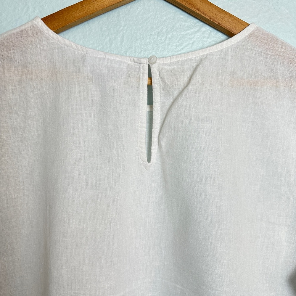 Liz Claiborne White Linen Blend Women’s Short Sleeve Shirt Size L - Picture 3 of 10